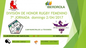 Vídeo: INEF Barcelona vs XV Hortaleza RC. 7ª Jornada DH Iberdrola
