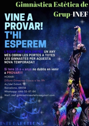 La secció de Gimnàstica Estètica de grup de l&#039;INEF Barcelona busca gimnastes de 15 anys o més. T&#039;apuntes?