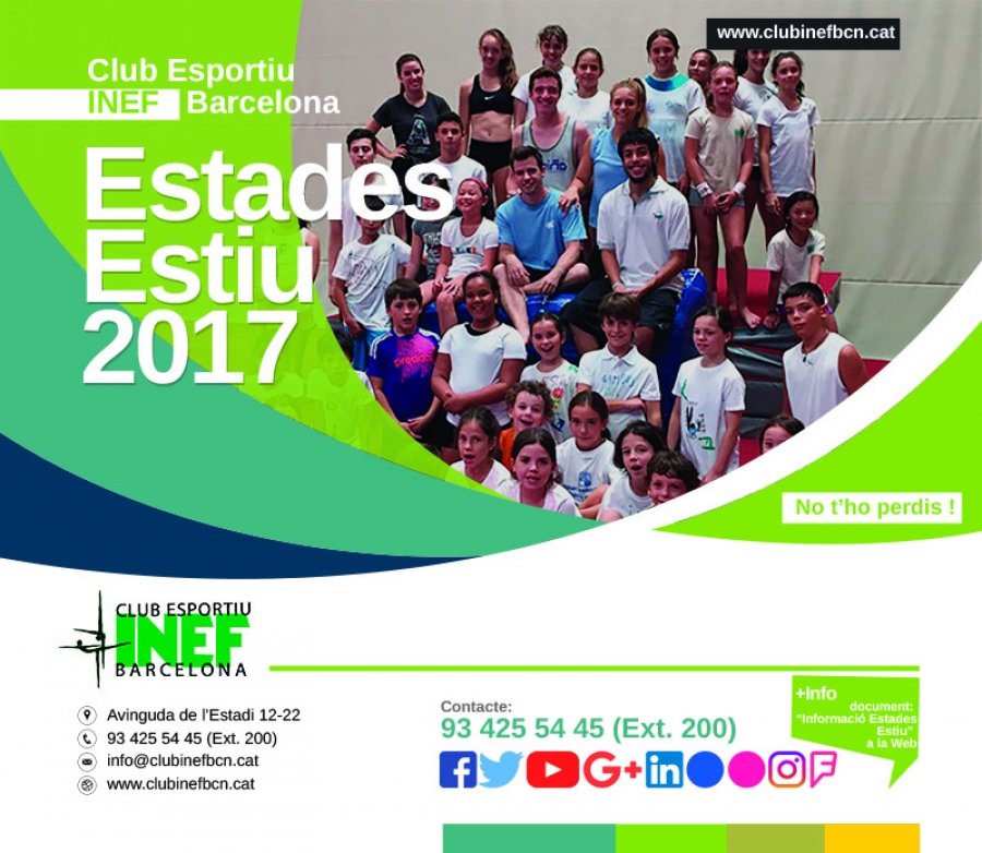 Preinscripcions Obertes per les Estades Esportives d&#039;Estiu 2017 a INEF Barcelona