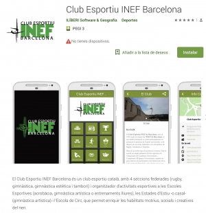 La APP Android del Club Esportiu INEF Barcelona torna a estar operativa