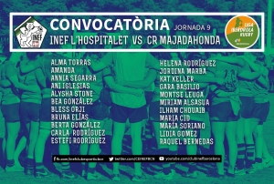 CONVOCATÒRIA: INEF-L&#039;Hospitalet vs CR Majadahonda, J9 Lliga Iberdrola